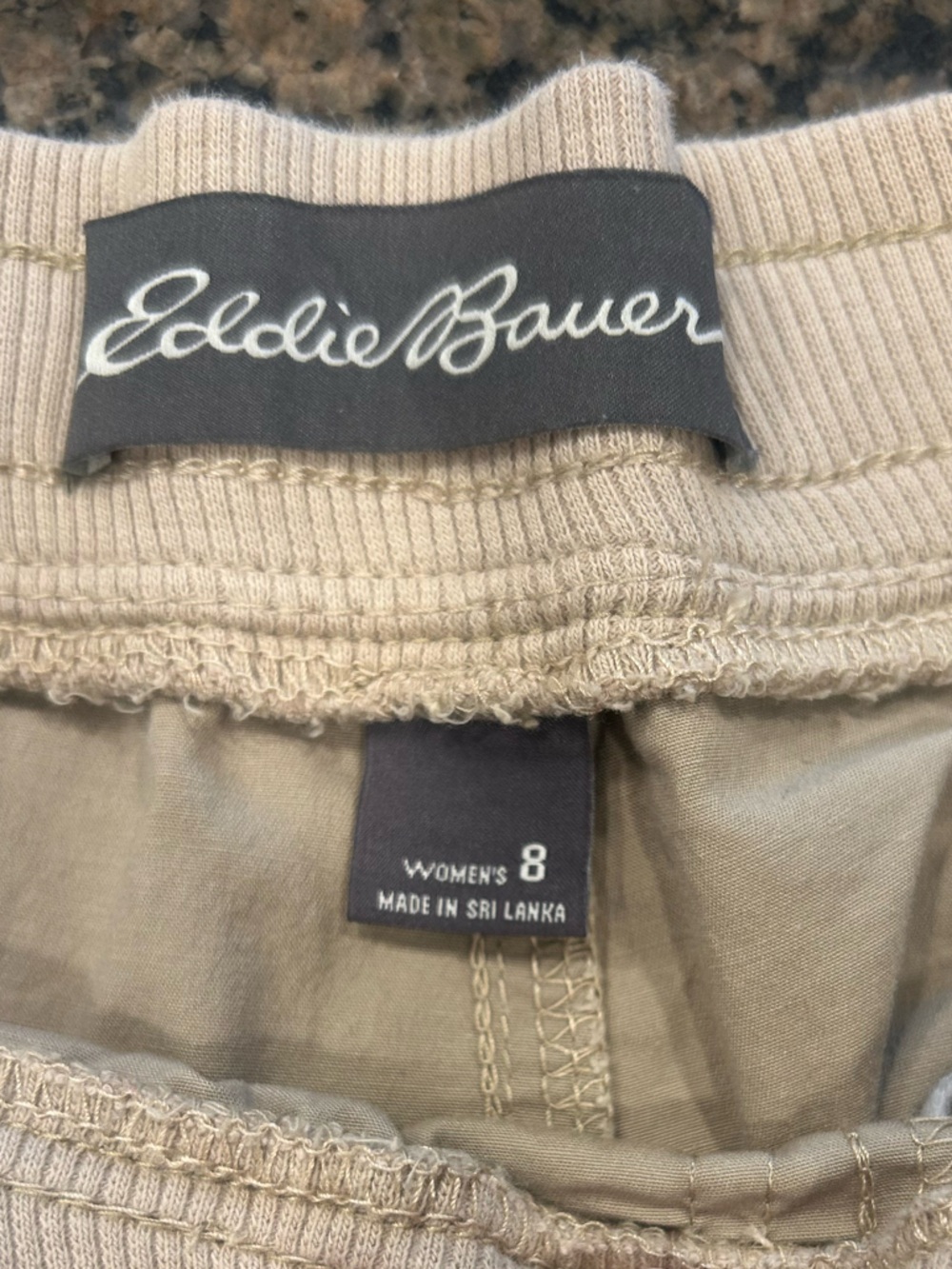 Eddie Bauer Women's Light Khaki Drawstring Hybrid Shorts - Picture 3 of 3